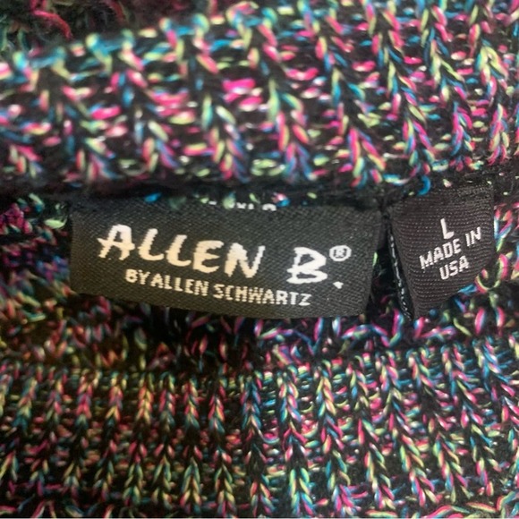 Grunge Sleaze Allen Schwartz Raglan Marled Large Sweater Zipper accent back - Picture 6 of 14